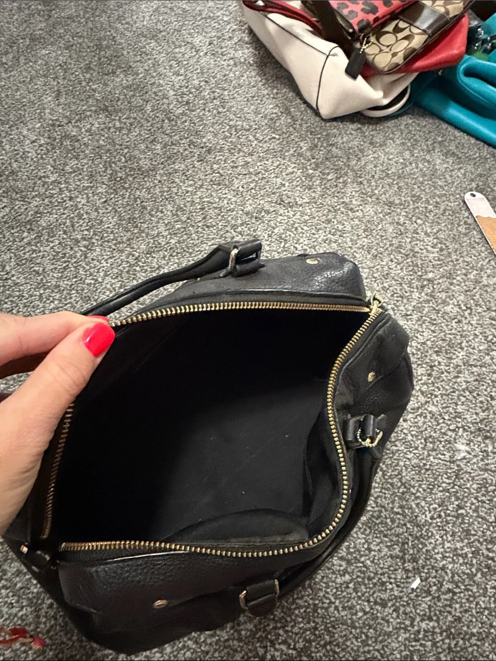 Coach Black Pebbled Leather Satchel with Gold Hardware